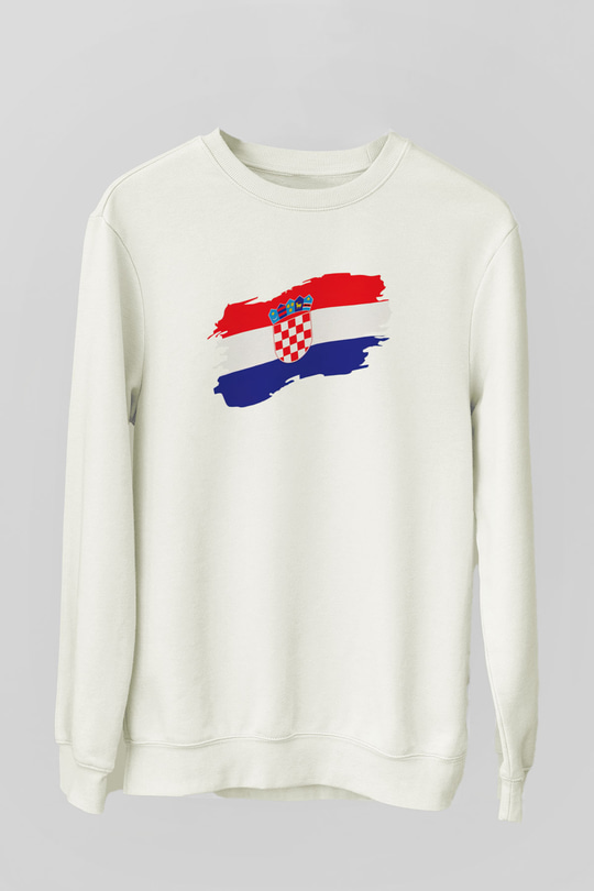 Hırvatistan Beyaz Unisex Sweatshirt