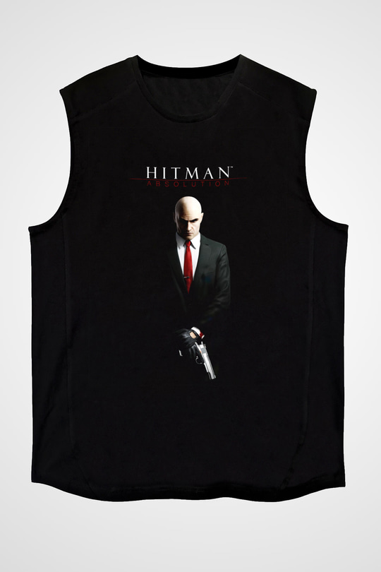 Hitman Siyah Unisex Kolsuz Tişört