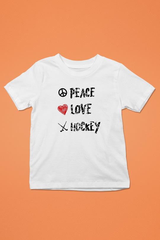 Hokey Baskılı Unisex Beyaz Çocuk Tişört - Tshirt