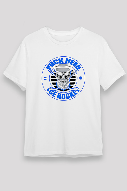 Hokey Baskılı Unisex Beyaz Tişört - Tshirt