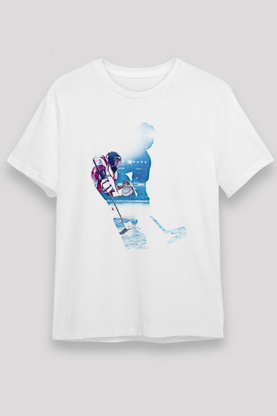 Hokey Baskılı Unisex Beyaz Tişört - Tshirt