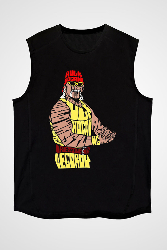 Hulk Hogan Siyah Unisex  Kolsuz Tişört