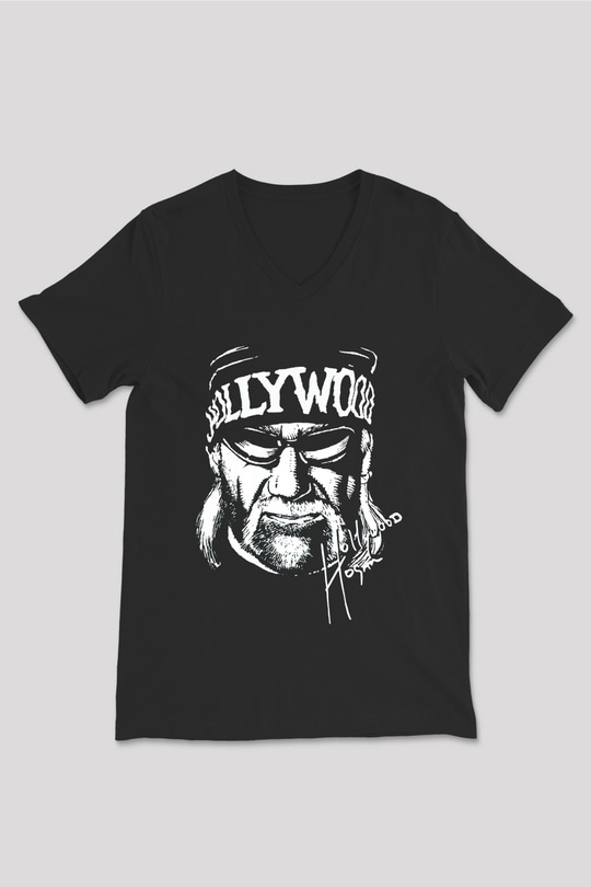 Hulk Hogan Siyah Unisex  V Yaka Tişört
