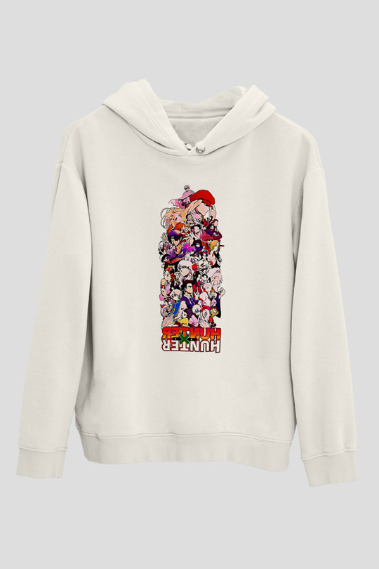 Hunter X Hunter Baskılı Beyaz Unisex Hoodie