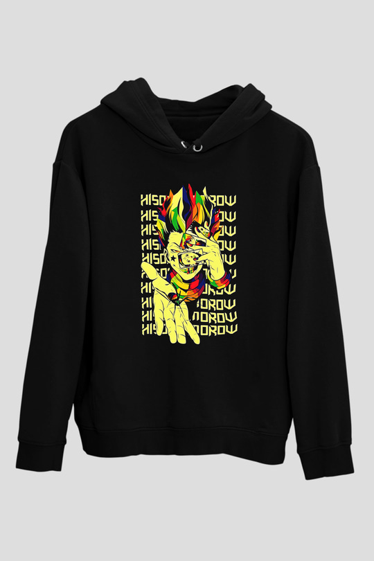 Hunter X Hunter Baskılı Unisex Siyah Hoodie