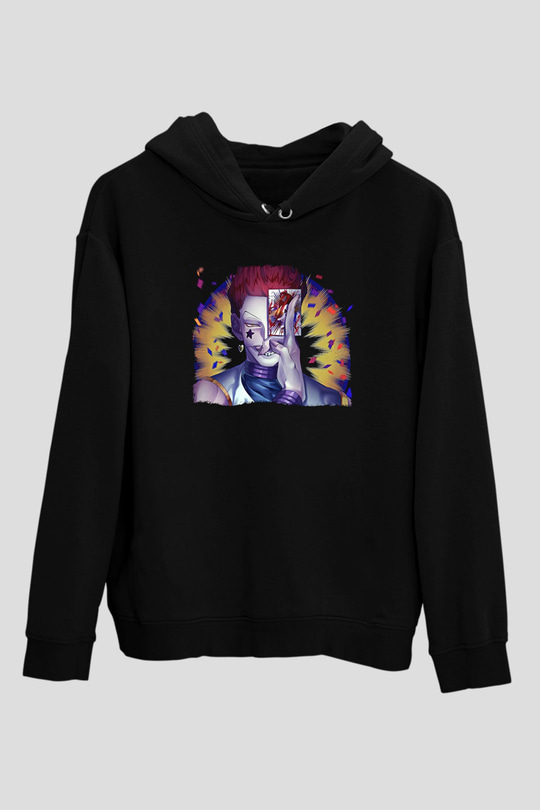 Hunter X Hunter Baskılı Unisex Siyah Hoodie