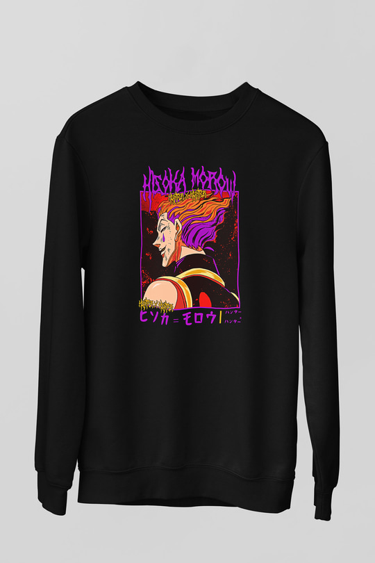 Hunter X Hunter Baskılı Unisex Siyah Sweatshirt