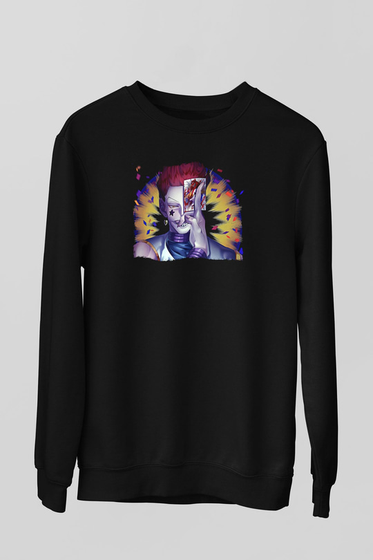Hunter X Hunter Baskılı Unisex Siyah Sweatshirt