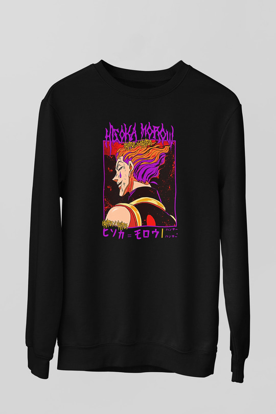 Hunter X Hunter Baskılı Unisex Siyah Sweatshirt