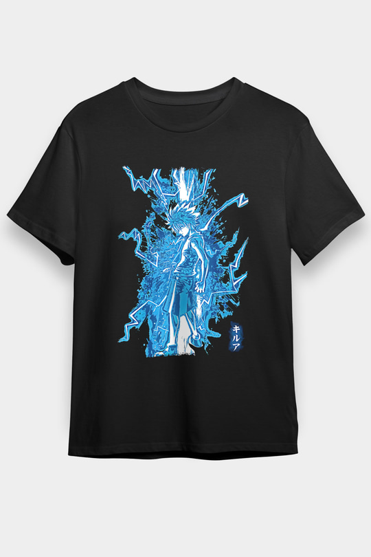 Hunter X Hunter Baskılı Unisex Siyah Tişört - Tshirt