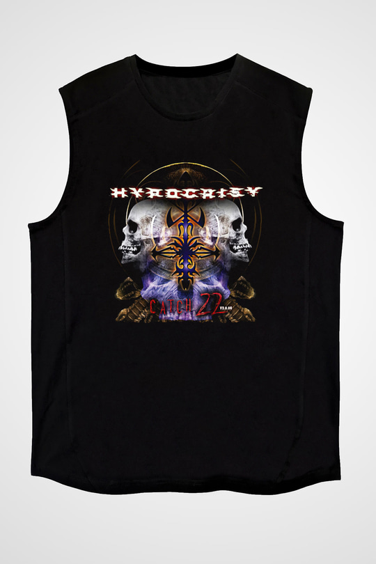 Hypocrispy Baskılı Unisex Siyah Kolsuz Tişört - Tshirt