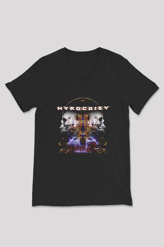 Hypocrispy Baskılı Unisex Siyah V Yaka Tişört - Tshirt