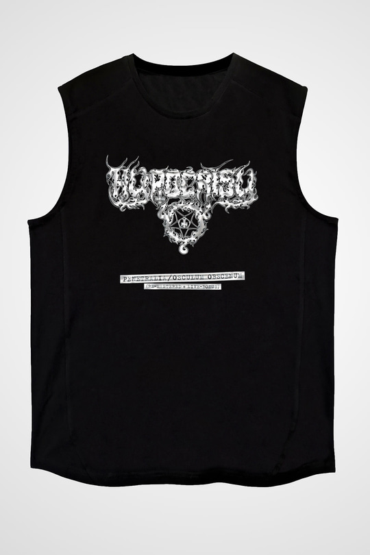 Hypocrisy Baskılı Unisex Siyah Kolsuz Tişört - Tshirt