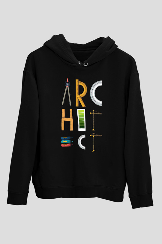 İç mimar Siyah Unisex Kapüşonlu Sweatshirt