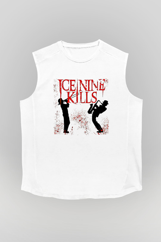 Ice Nine Kills Baskılı Beyaz Unisex Kolsuz Tişört - Tshirt