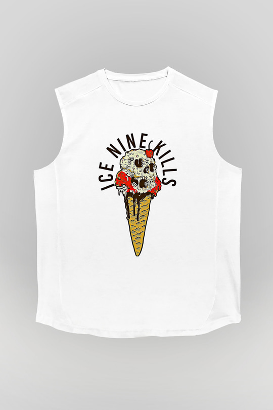 Ice Nine Kills Baskılı Beyaz Unisex Kolsuz Tişört - Tshirt