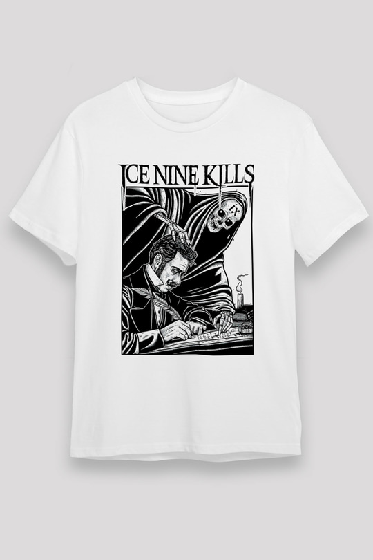 Ice Nine Kills Baskılı Unisex Beyaz Tişört - Tshirt