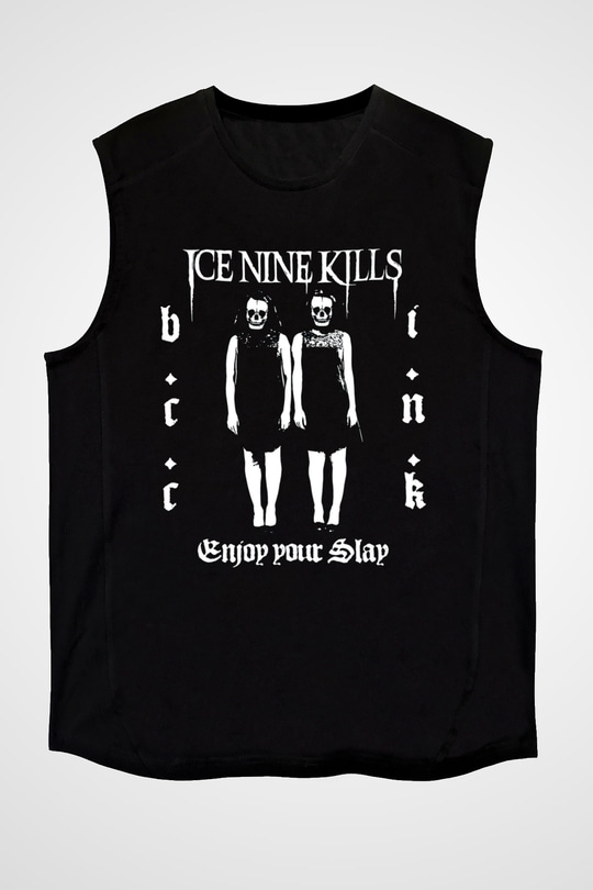 Ice Nine Kills Baskılı Unisex Siyah Kolsuz Tişört - Tshirt