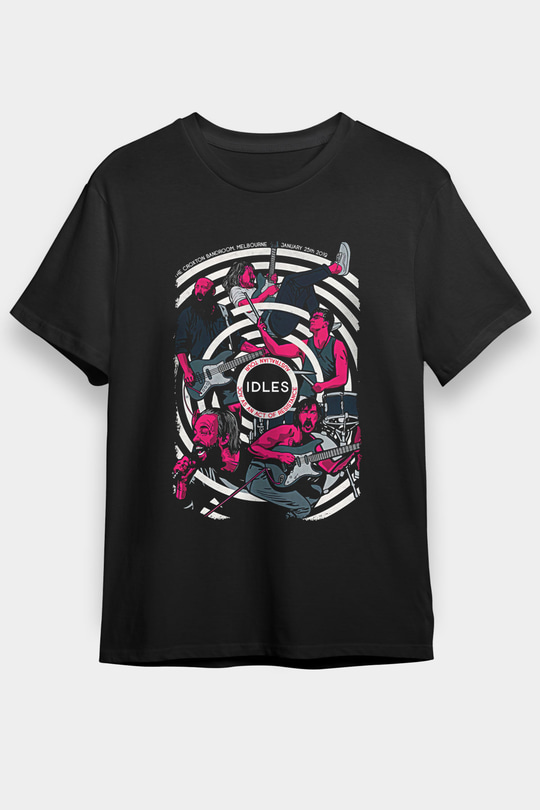Idles Baskılı Unisex Siyah Tişört - Tshirt