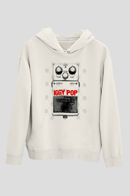 Iggy Pop Baskılı Beyaz Unisex Kapüşonlu Sweatshirt