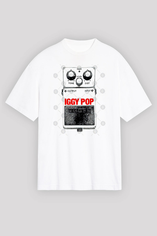 Iggy Pop Baskılı Beyaz Unisex Oversize Tişört - Tshirt