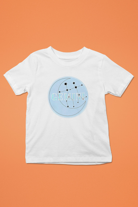 İkizler Burcu Baskılı Beyaz Unisex Beyaz Çocuk Tişört - Tshirt