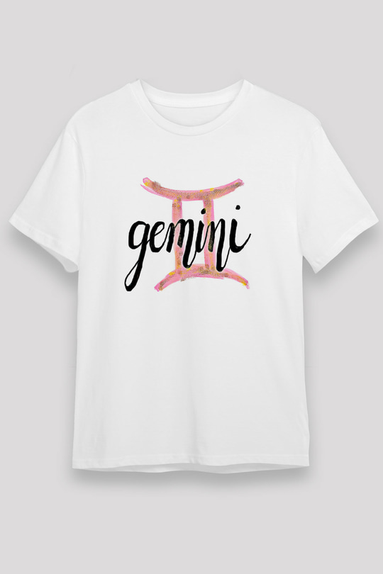 İkizler Burcu Unisex Baskılı Beyaz Tişört - Tshirt