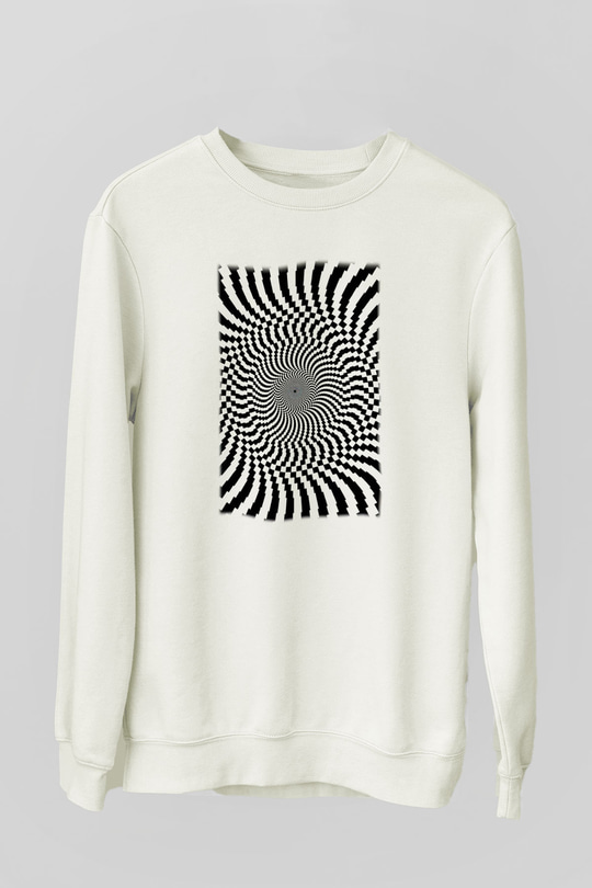 Illüzyon Beyaz Unisex Sweatshirt