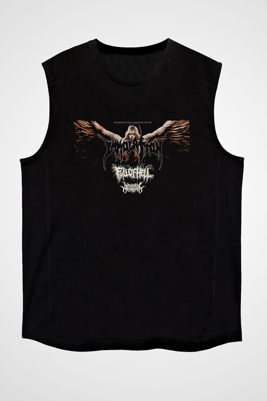 Immolation Baskılı Unisex Siyah Kolsuz Tişört - Tshirt