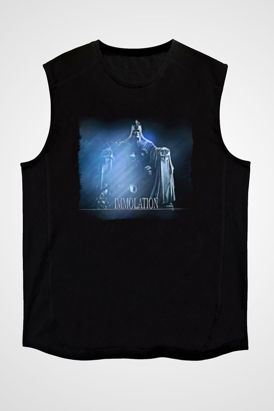 Immolation Baskılı Unisex Siyah Kolsuz Tişört - Tshirt