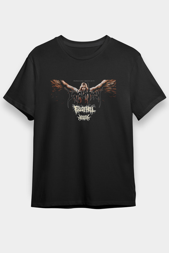 Immolation Baskılı Unisex Siyah Tişört - Tshirt