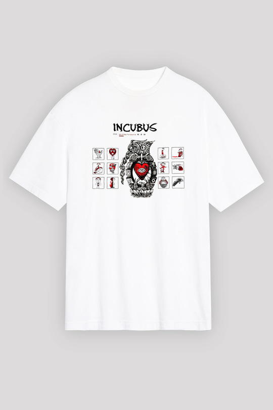 Incubus Beyaz Unisex Oversize Tişört T-Shirt