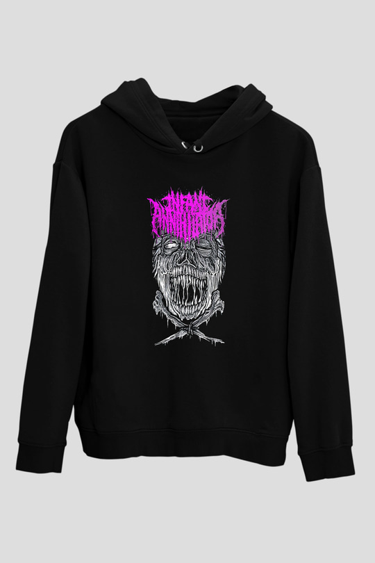 İnfant Annihilator Baskılı Unisex Siyah Kapüşonlu Sweatshirt