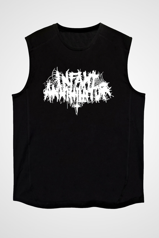 İnfant Annihilator Baskılı Unisex Siyah Kolsuz Tişört - Tshirt