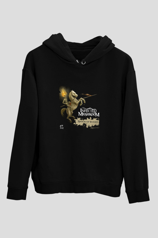 Infected Mushroom Baskılı Unisex Siyah Hoodie
