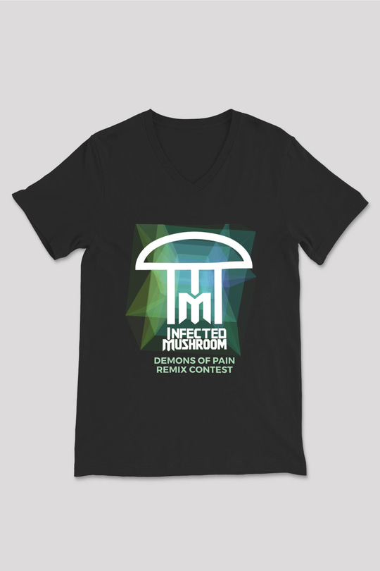 Infected Mushroom Siyah Unisex V Yaka Tişört T-Shirt