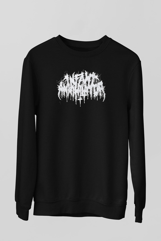 Insomnium Baskılı Unisex Siyah Sweatshirt