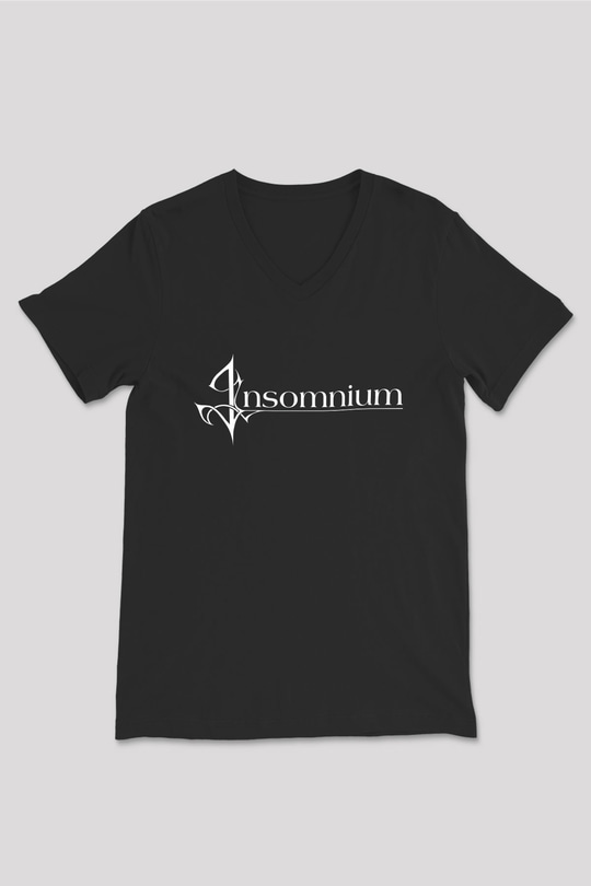 Insomnium Baskılı Unisex Siyah V Yaka Tişört - Tshirt