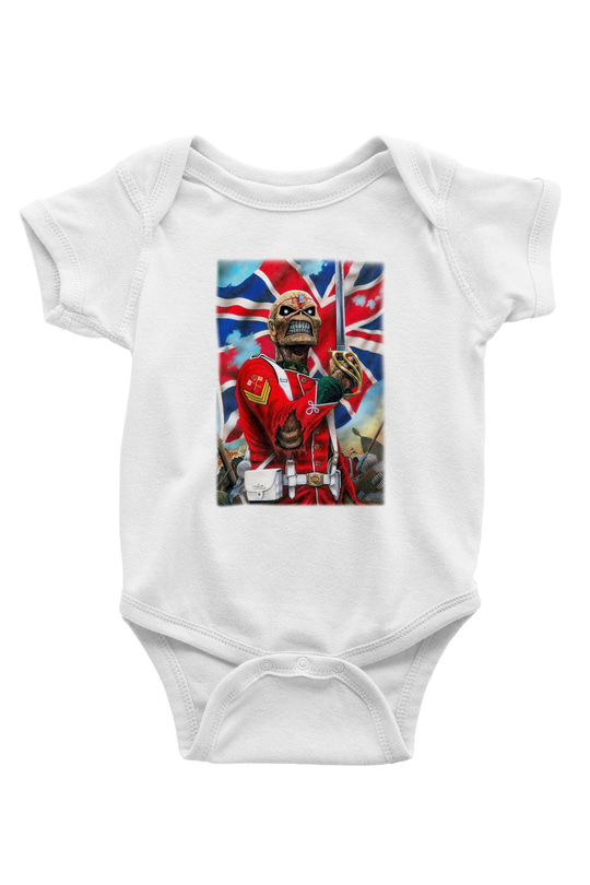 Iron Maiden Baskılı Beyaz Unisex Bebek Body - Zıbın
