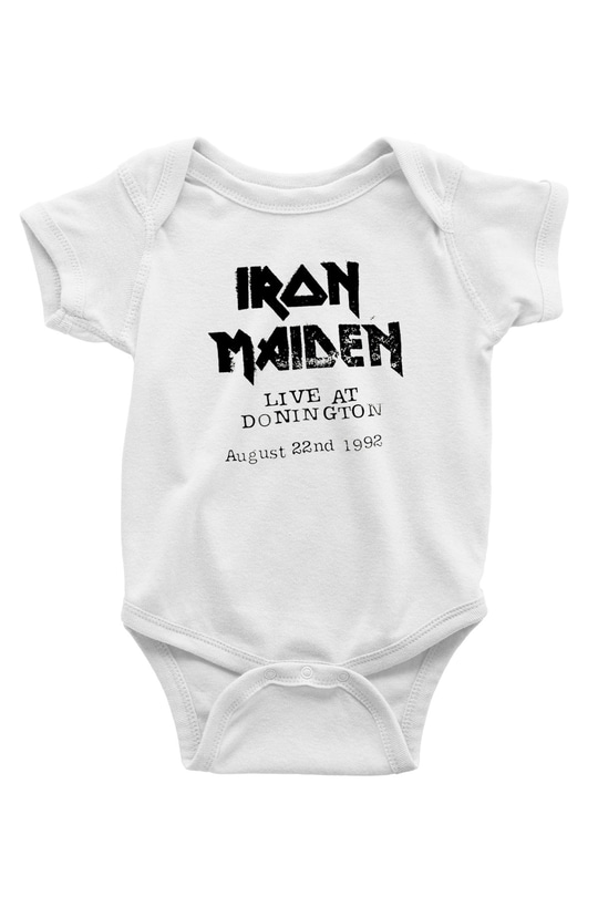 Iron Maiden Baskılı Beyaz Unisex Bebek Body - Zıbın