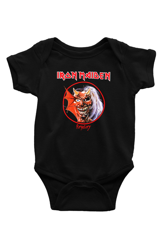 Iron Maiden Baskılı Siyah Bebek Body - Zıbın