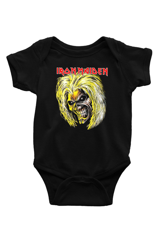 Iron Maiden Baskılı Siyah Bebek Body - Zıbın