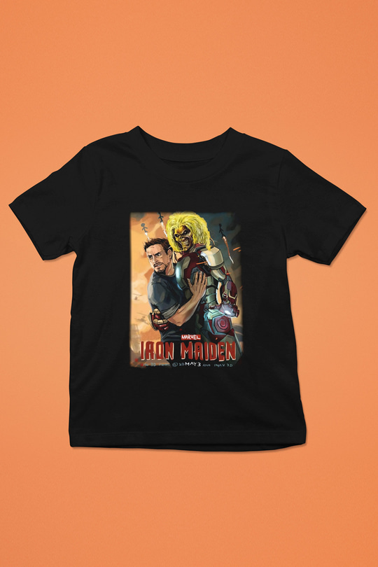 Iron Maiden Baskılı Siyah Unisex Çocuk Tişört