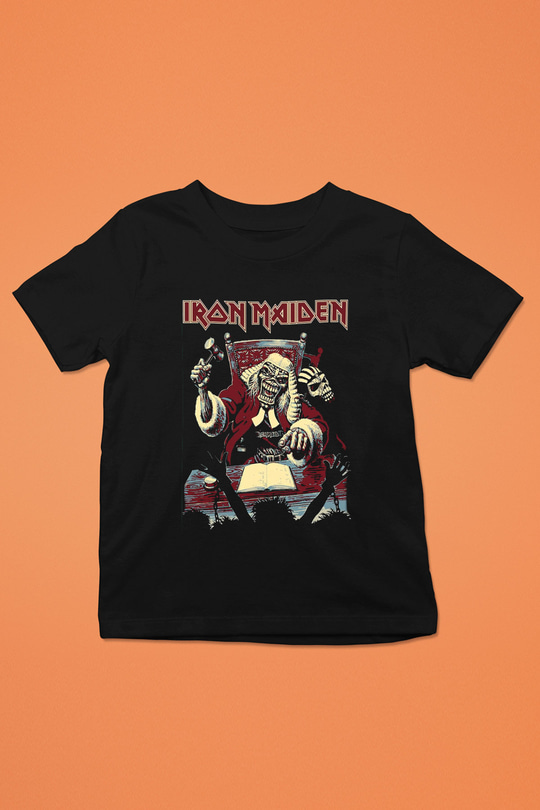 Iron Maiden Baskılı Siyah Unisex Çocuk Tişört