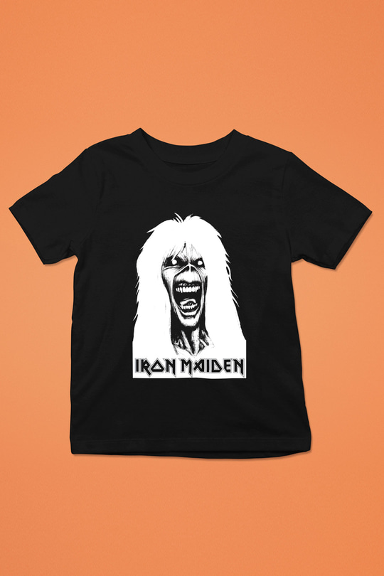 Iron Maiden Baskılı Siyah Unisex Çocuk Tişört
