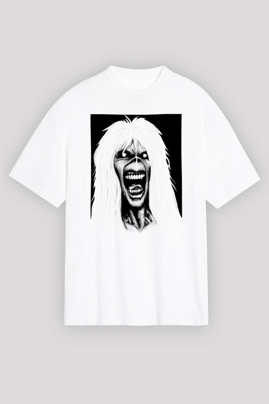 Iron Maiden Beyaz Unisex Oversize Tişört T-Shirt