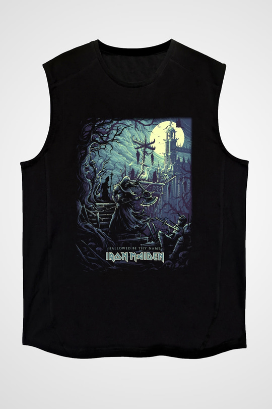 Iron Maiden Hallowed Be Thy Name Siyah Unisex Kolsuz Tişört