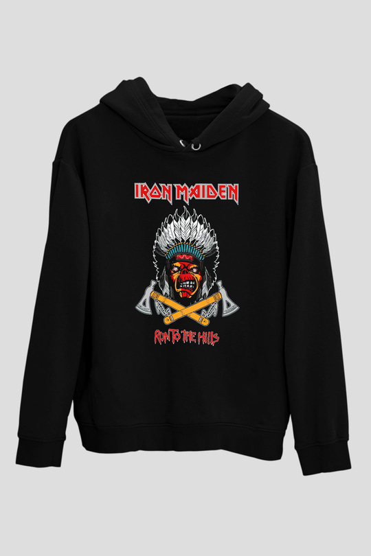 Iron Maiden Run To The Hills Siyah Unisex Hoodie