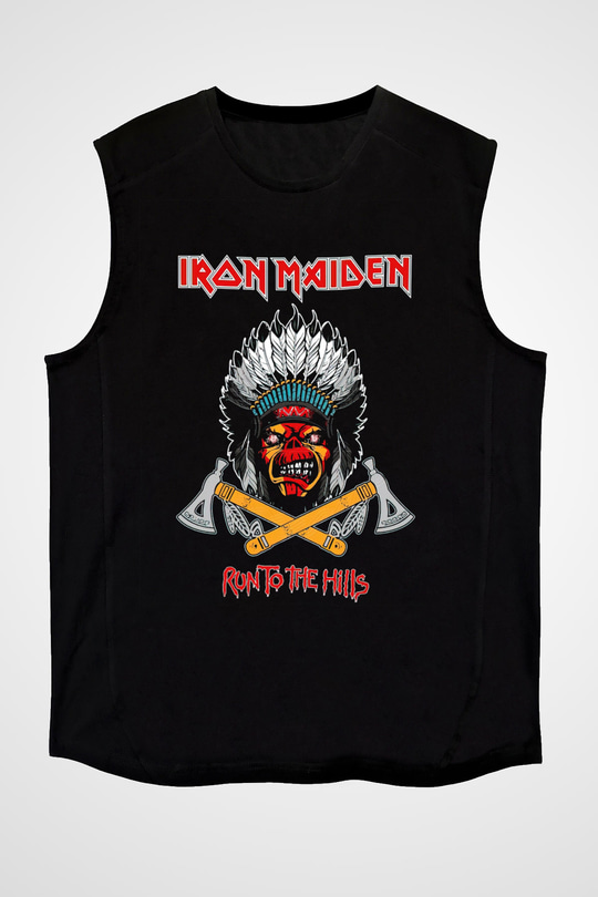 Iron Maiden Run To The Hills Siyah Unisex Kolsuz Tişört