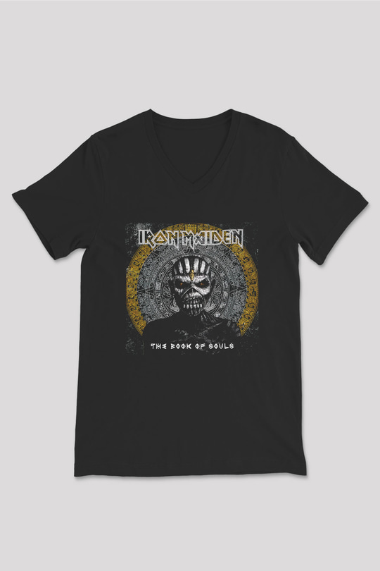 Iron Maiden Siyah Unisex V Yaka Tişört T-Shirt